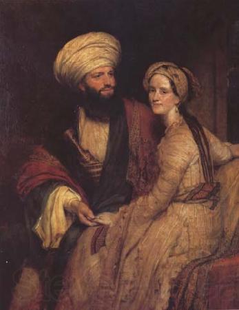 Henry William Pickersgill Portrait of James Silk Buckingham and his Wife in Arab Costume of Baghdad of 1816 (mk32) France oil painting art